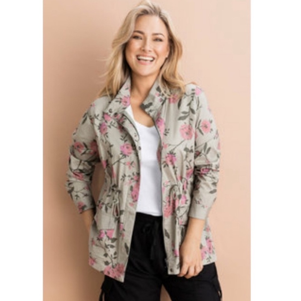 Lane Bryant collared utility zip up floral jacket 18-20